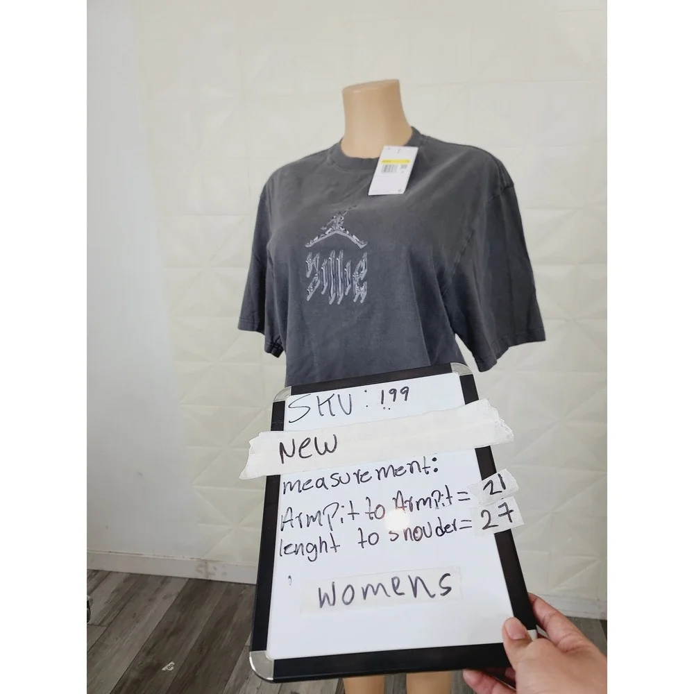 Jordan high-quality cotton Casual, Streetwear T-Shirt, Women's, Size S, Gray. KT